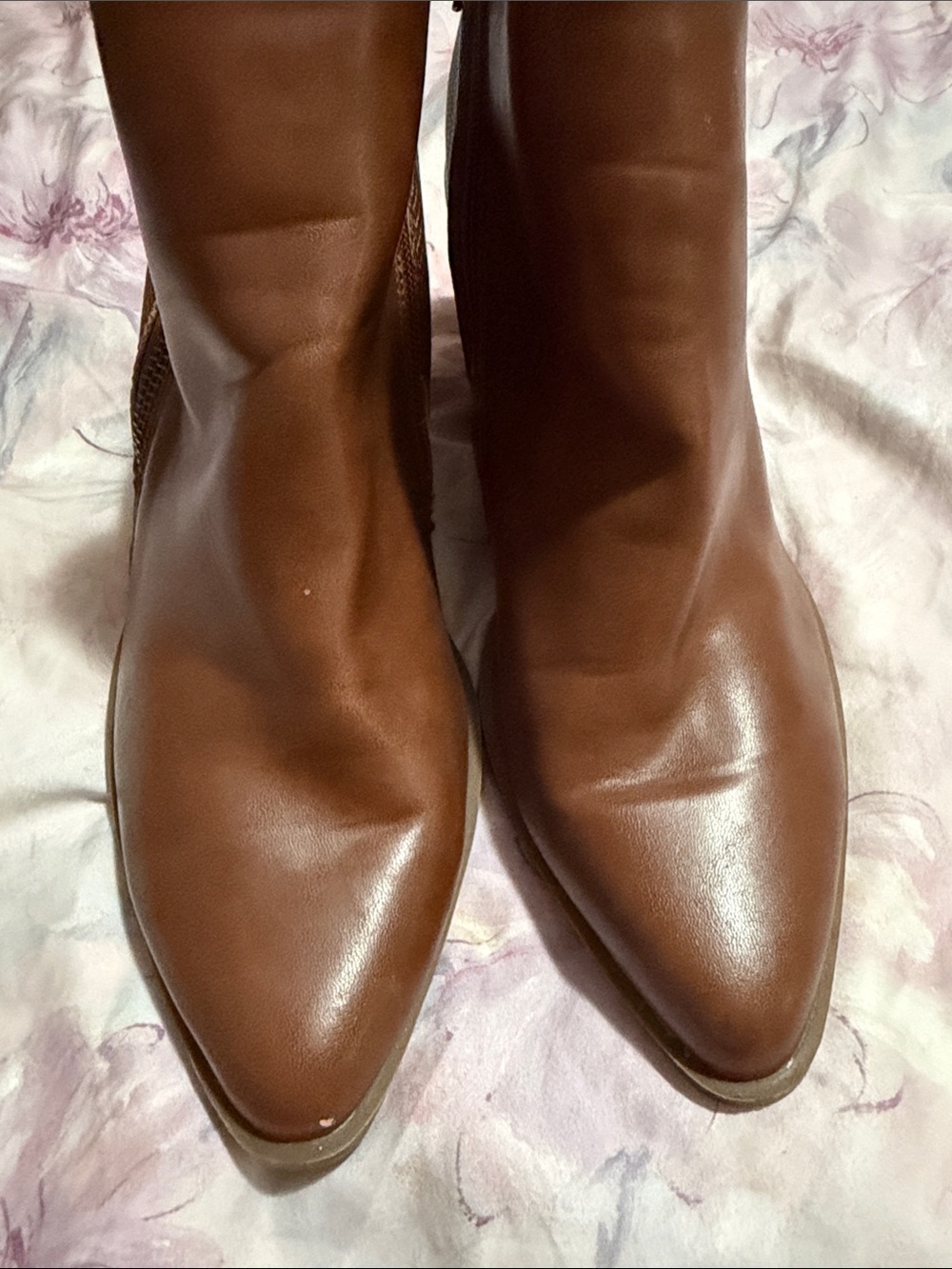 Universal Thread Brown Leather-Look Ankle Booties with Stacked Heel - Picture 4 of 7